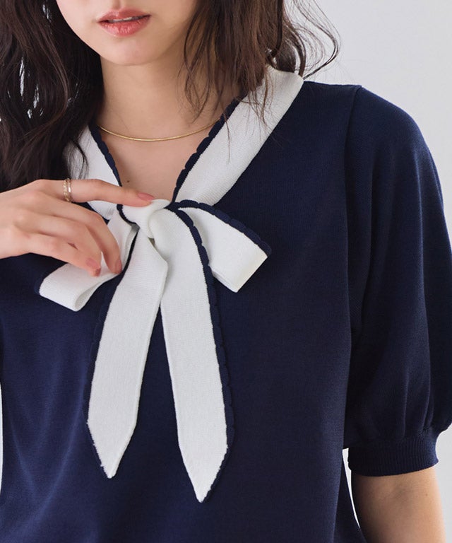 162cm / ネイビー×オフホワイト / M