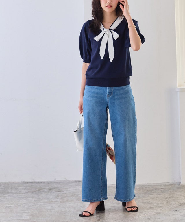 162cm / ネイビー×オフホワイト / M