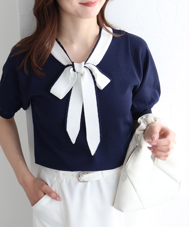 163cm / ネイビー×オフホワイト / M