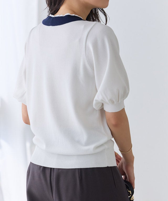 162cm / オフホワイト×ネイビー / M