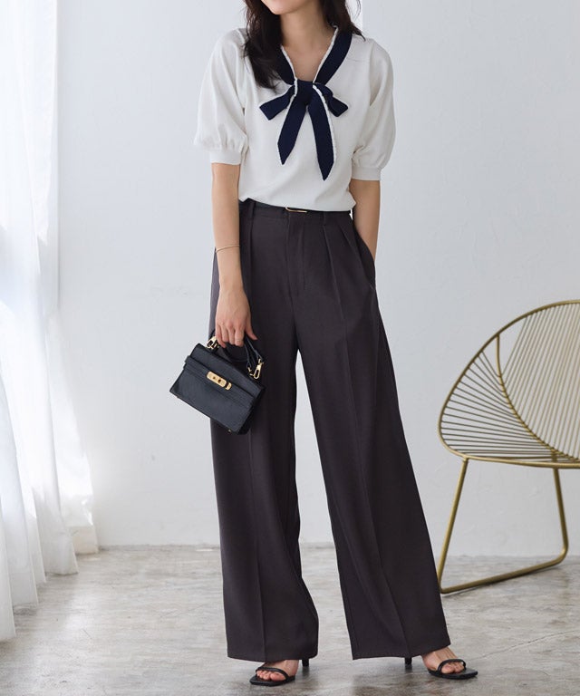 162cm / オフホワイト×ネイビー / M