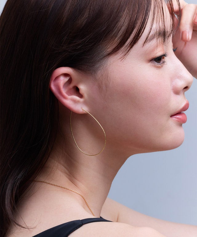 テクスチャーラインBigドロップピアス［Pierrot］【返品・交換不可