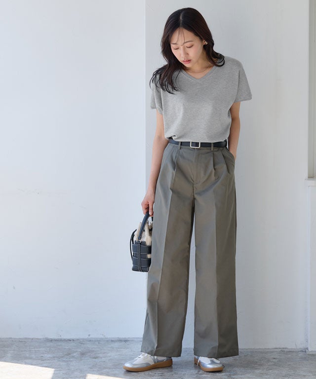 162cm / 杢グレー / Vネック / M