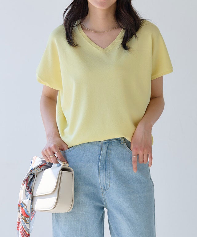 162cm / イエロー / Vネック / M