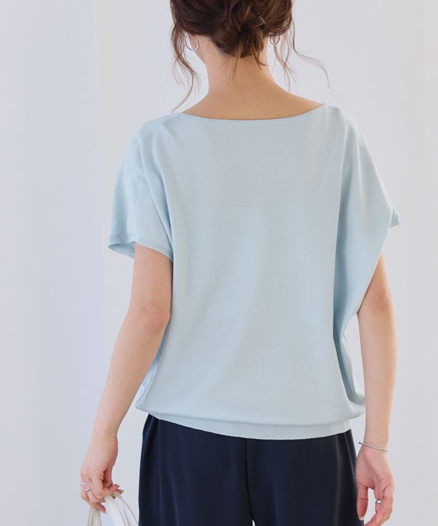 163cm / ライトブルー / ボートネック / M