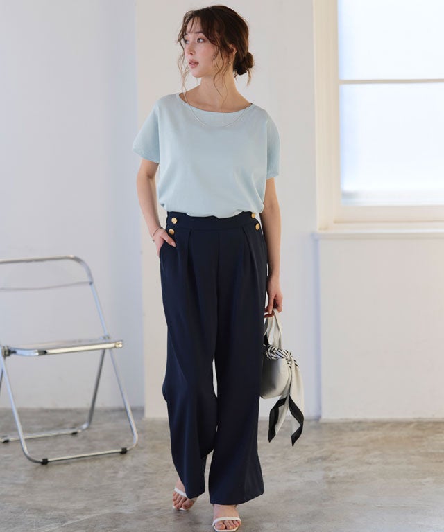 163cm / ライトブルー / ボートネック / M