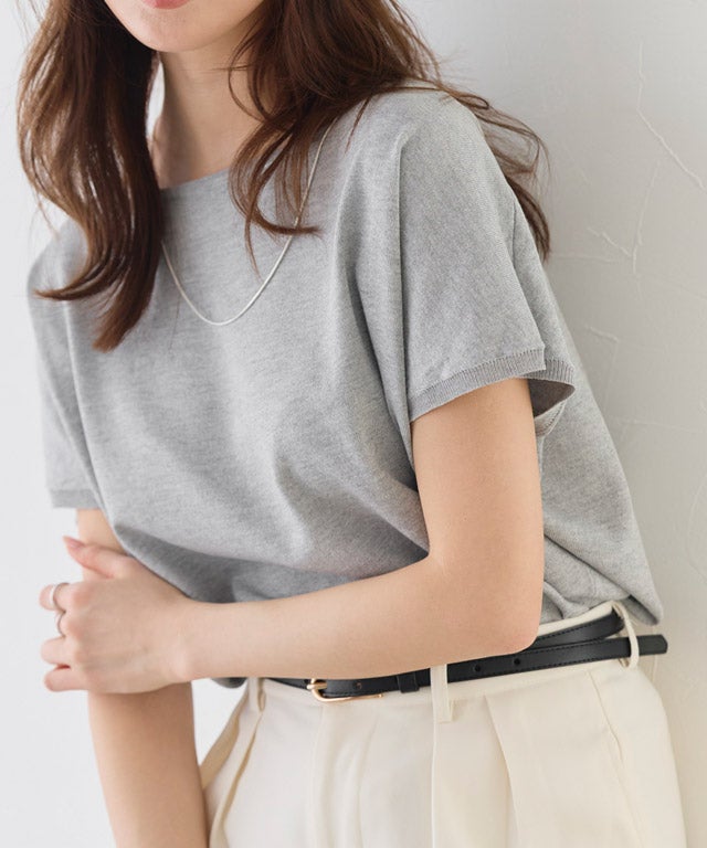 163cm / 杢グレー / ボートネック / M