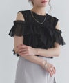 [ECLAM]【SET】2wayチュールフリルベスト×ノースリーブカットソー
