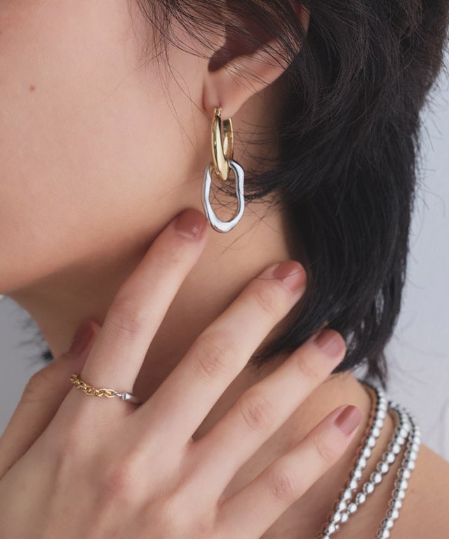 RASW]2wayアーモンドフープピアス［Pierrot］【返品・交換不可】[送料