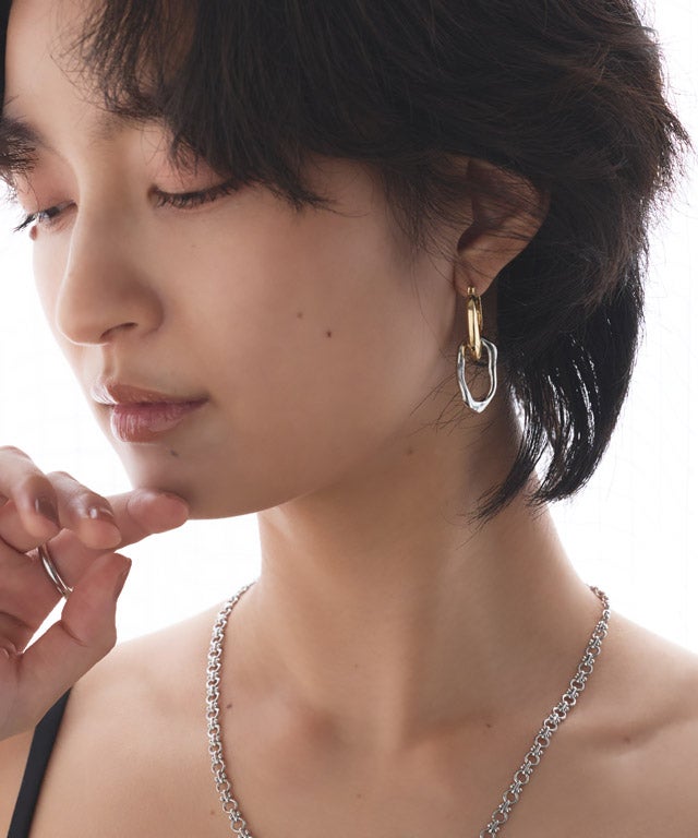 RASW]2wayアーモンドフープピアス［Pierrot］【返品・交換不可】[送料
