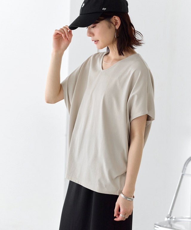 163cm / グレージュ / Vネック / M