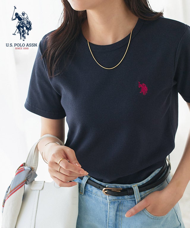 【U.S.POLO ASSN.】クルーネックリブTシャツ