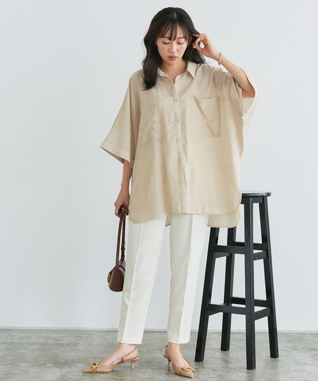 162cm / ライトベージュ / シャツカラー / M
