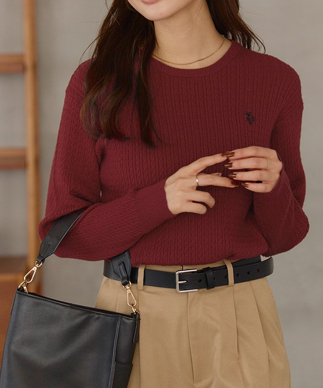 i30-32 165cm / レッド×ネイビー / クルーネック / M
