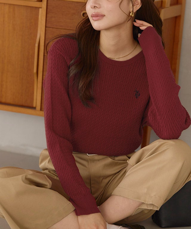 i30-32 165cm / レッド×ネイビー / クルーネック / M