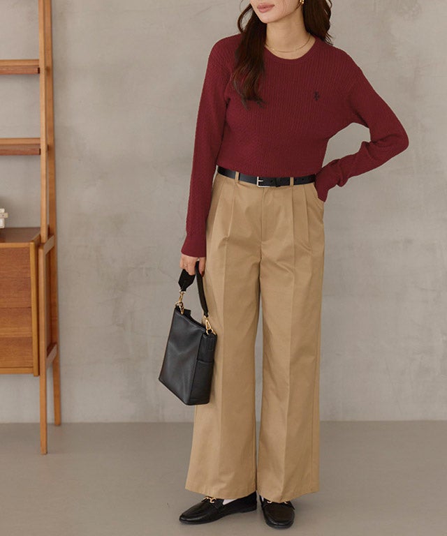 i30-32 165cm / レッド×ネイビー / クルーネック / M