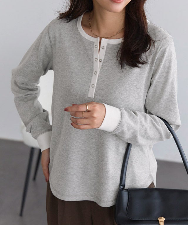 162cm / 杢ライトグレー×オフホワイト / M