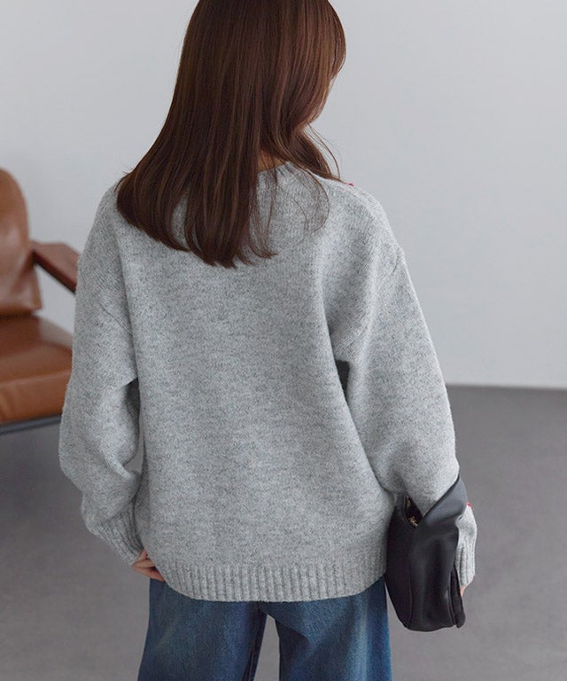 163cm / ライトグレー×レッド / M