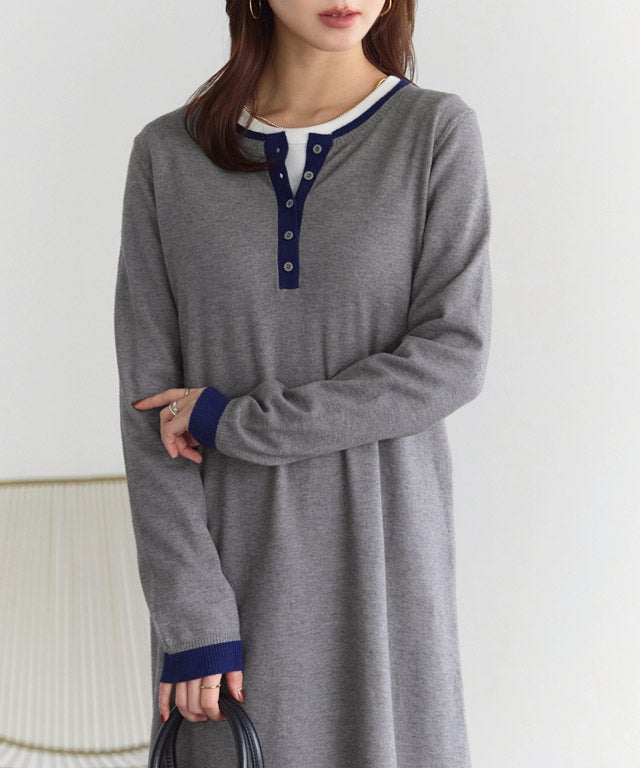 163cm / 杢グレー×ネイビー / M